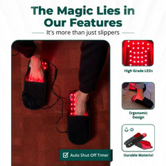 AWA near-infrared therapy slippers showing LED panel coverage on sole