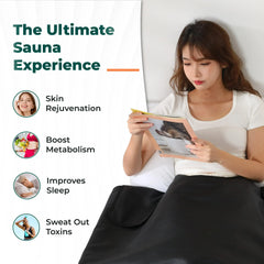 HL500 sauna blanket showing wide-body infrared coverage and zipper design