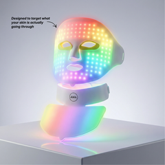 LX300 red light therapy face mask close-up showing LED panel design