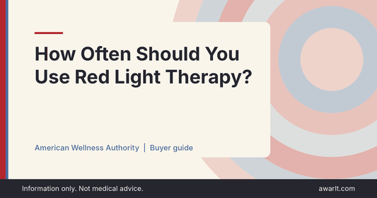 Title card for the AWA guide: How Often Should You Use Red Light Therapy?