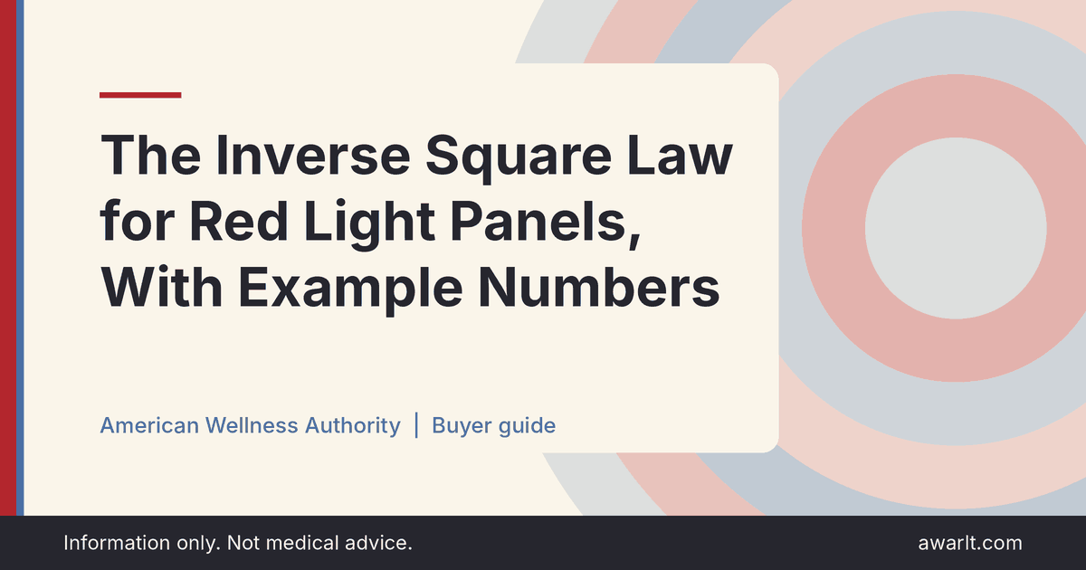 Title card for the AWA guide: The Inverse Square Law for Red Light Panels, With Example Numbers