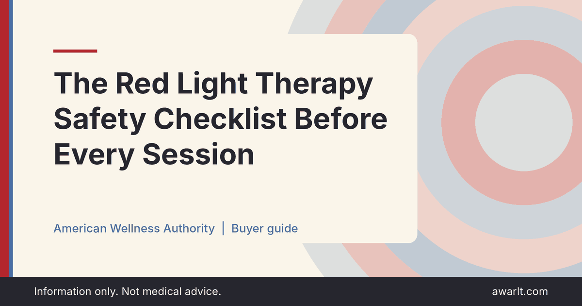 Title card for the AWA guide: The Red Light Therapy Safety Checklist Before Every Session
