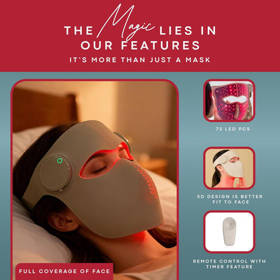 AWA LX400 mask in use — multi-color LED therapy mode