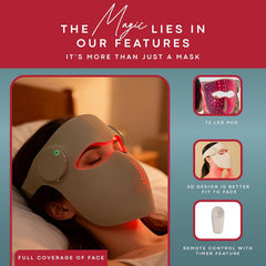 AWA LX400 mask in use — multi-color LED therapy mode