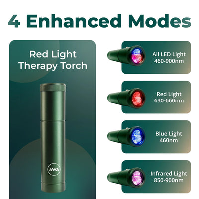 3-in-1 red, near-infrared and blue light therapy handheld torch — AWA