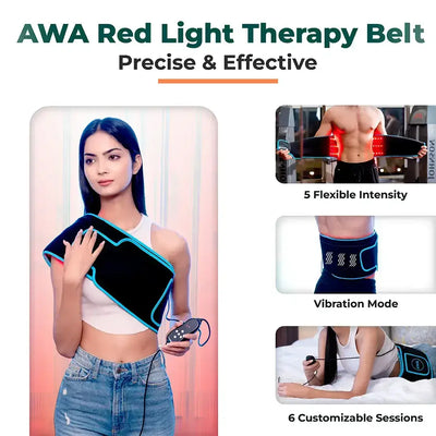 Red and near-infrared light therapy belt for knee, elbow and shoulder pain