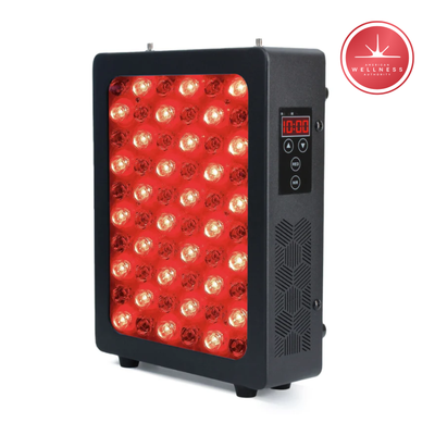 FX300 red light therapy panel emitting 660nm red and 850nm near-infrared light — AWA