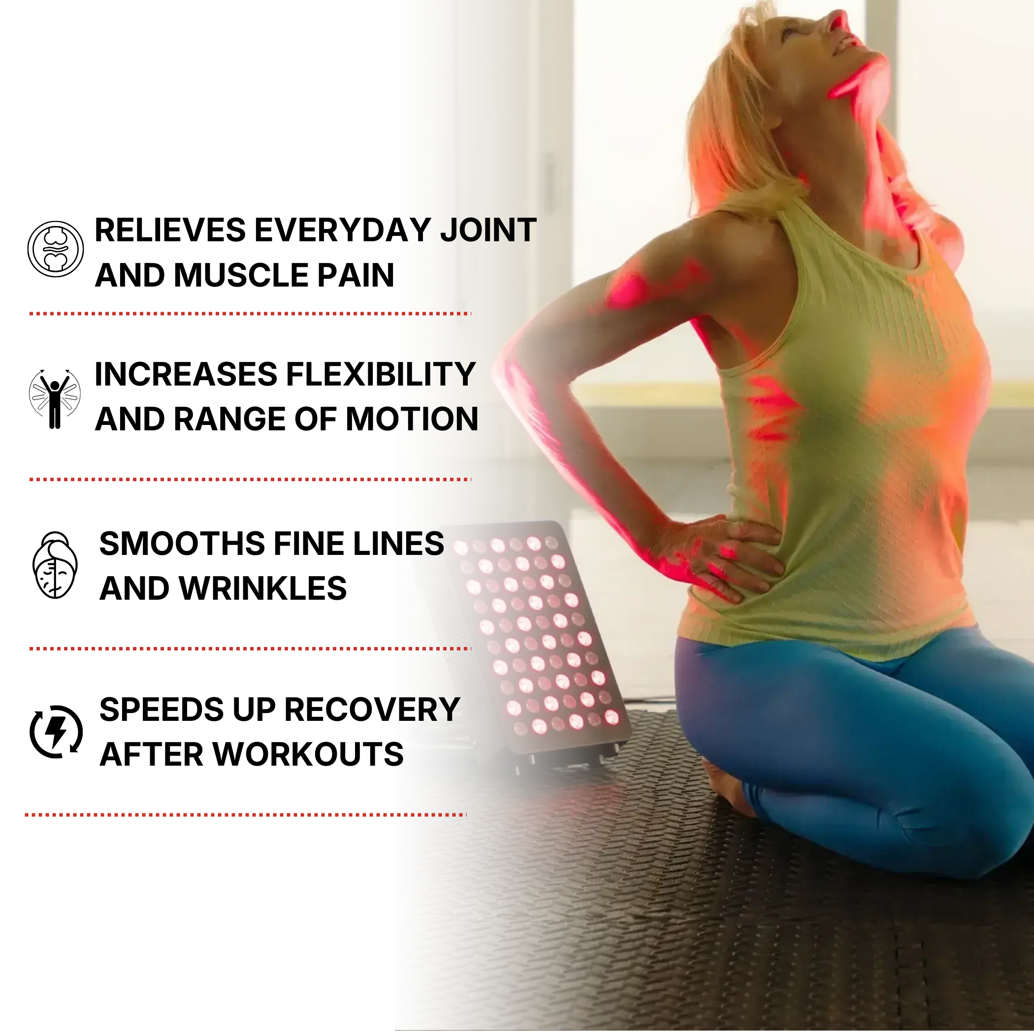FX500 red light therapy for back, shoulder and full-body recovery